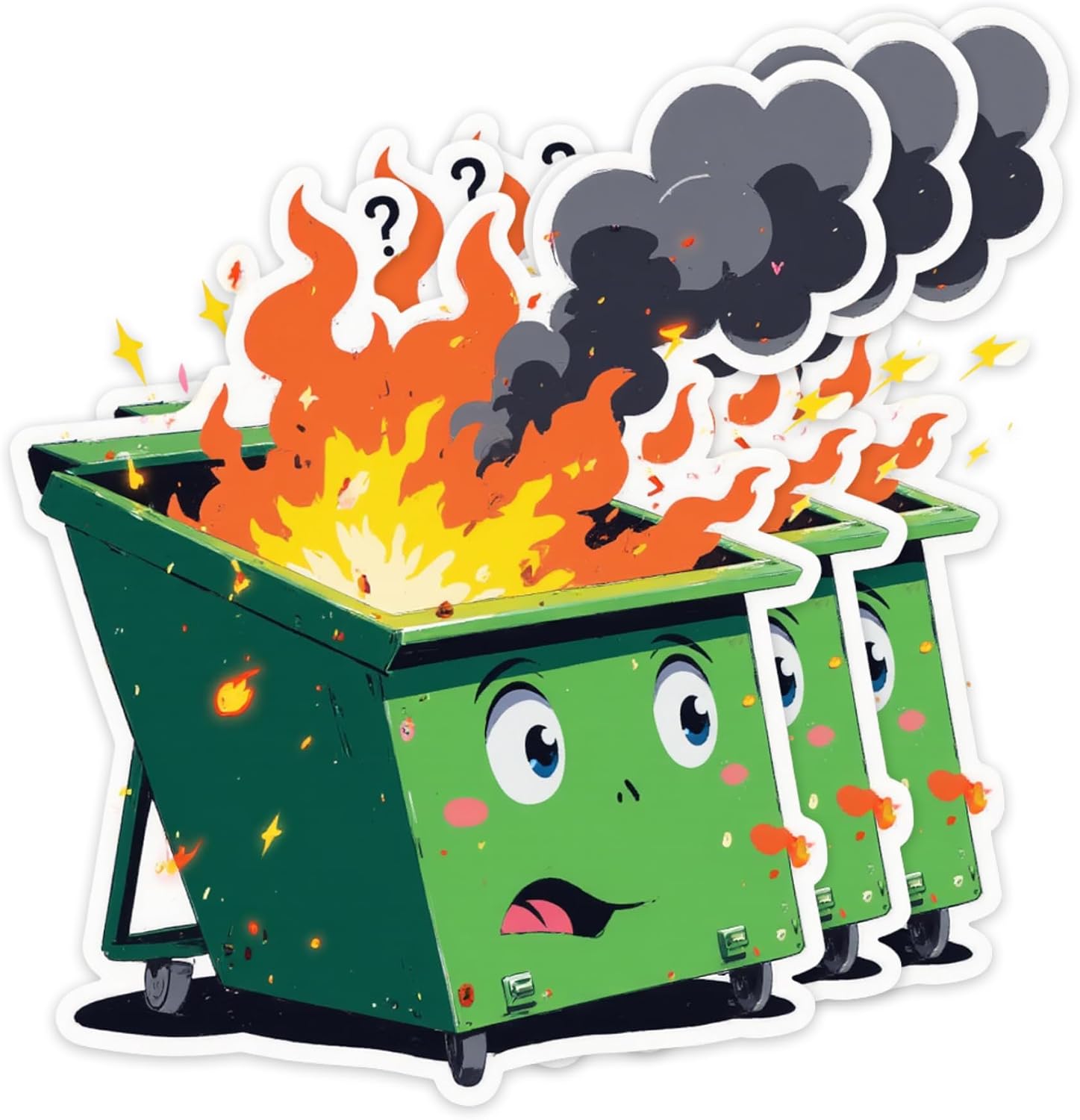 (3PCS) Dumpster Fire Sticker Bulk – Funny Fire Stickers for Adults