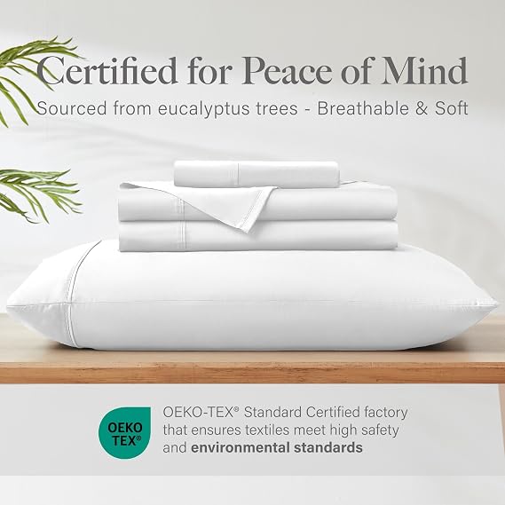 Modern Threads 100% Tencel Lyocell 4-Piece Sheet Set, 400 Thread Count Luxury Bedding, White, King