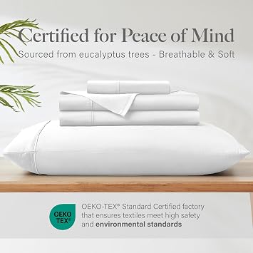 Modern Threads 100% Tencel Lyocell 4-Piece Sheet Set, 400 Thread Count Luxury Bedding, White, King