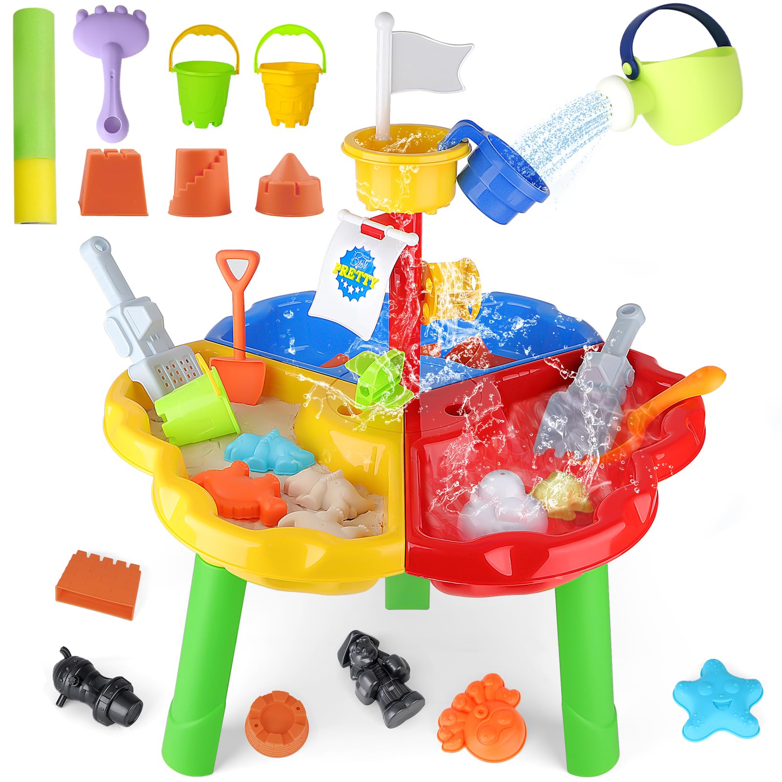 Set Tavolo Da Picnic 4 In 1 Per Bambini Con 3 Contenitori Rimovibili Per Tavolo Da Gioco Con Sabbiaacqua 92405081