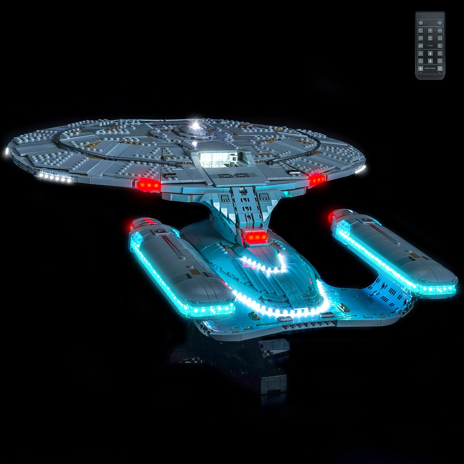 Remote Control Light Kit Compatible with Lego U.S.S. Enterprise NCC-1701-D 10356 (No Model), Decoration Lighting Set Compatible with Lego 10356 u.s.s. enterprise ncc-1701-d Creative Toys — image 1
