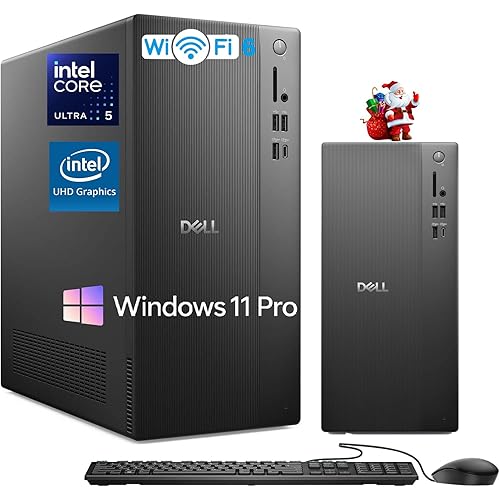 Dell Slim Tower Desktop Computer ECT1250 - Intel 10-Core Ultra 5-225, 32GB DDR5 RAM, 1TB SSD, Supports Multiple Monitors, Intel UHD Graphics, Win 11 Pro, Wifi6, Wired Keyboard and Mouse