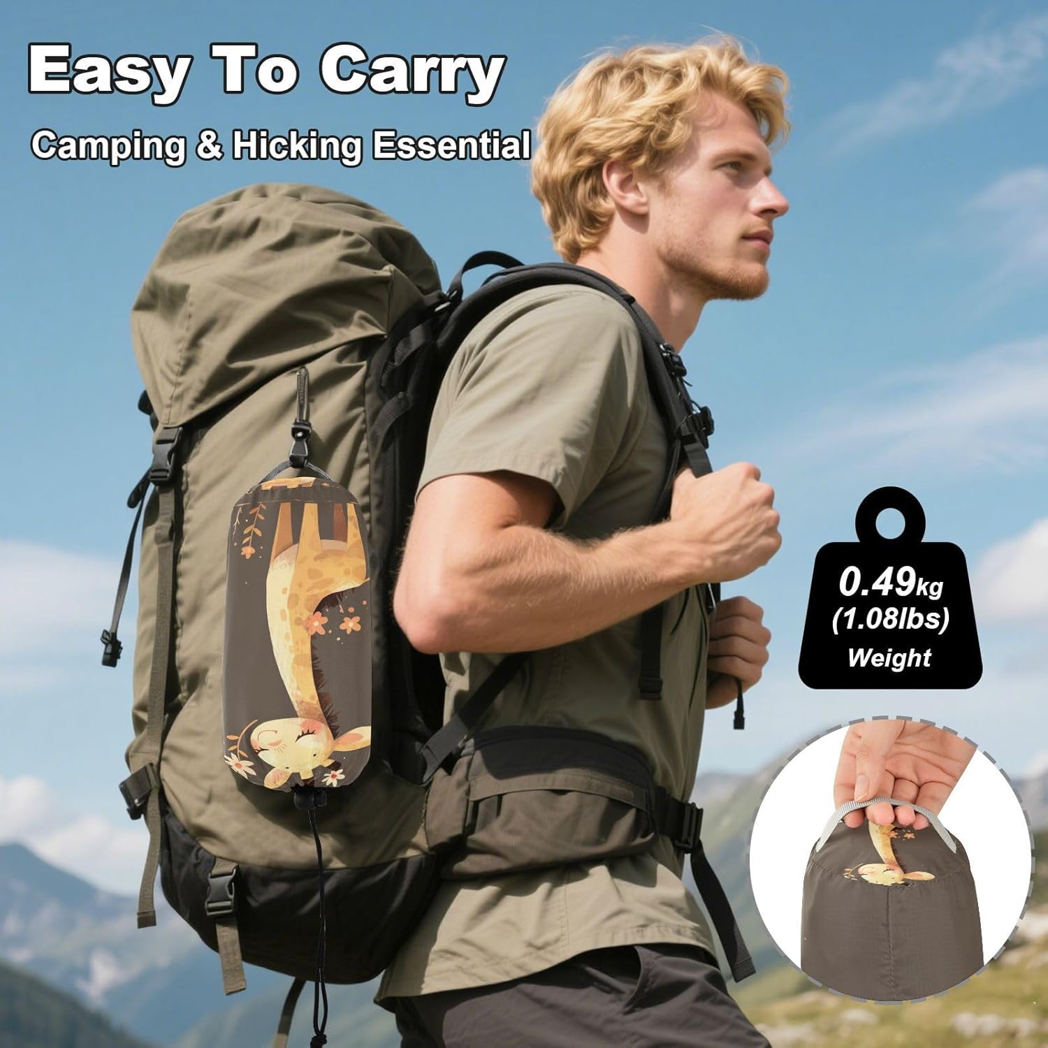 Cute Giraff Camping Hammocks Portable Folding Hammock for Camping & Hiking Essential