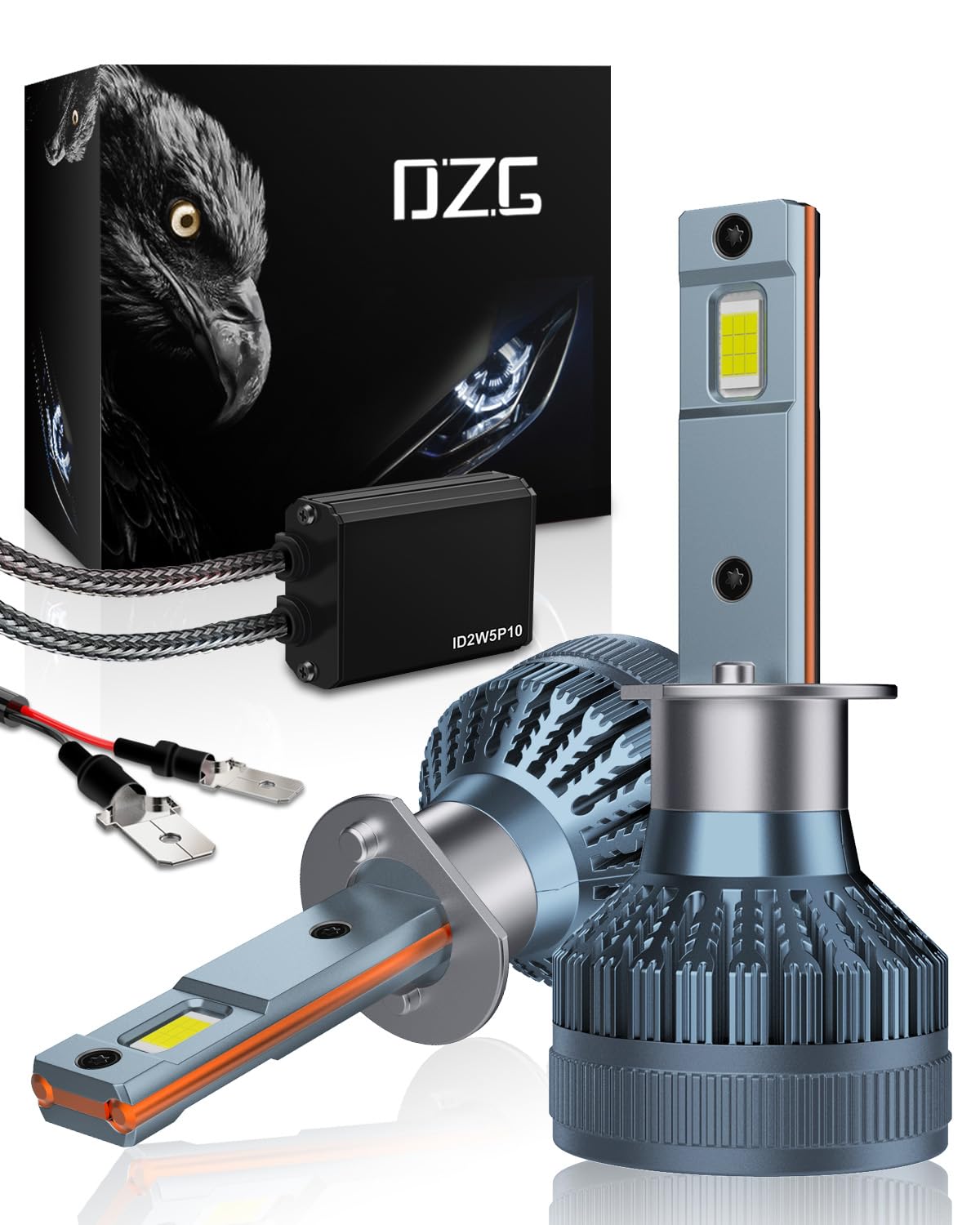 DZG H1 LED Headlight Bulbs 6500K 45W Super Bright H1 LED Fog Light Bulbs High Low Beam Halogen Replacement LED Headlights Conversion Kit, Pack of 2