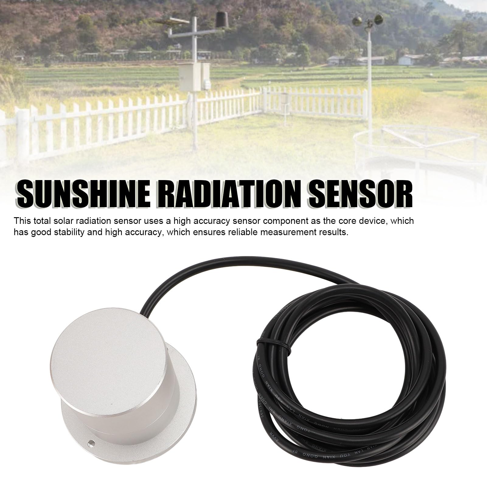 Sensor Fotoeléctrico de Radiación Solar Total Dispositivo de Medición Preciso para el Clima y la Construcción Aleación de Aluminio de 300 G