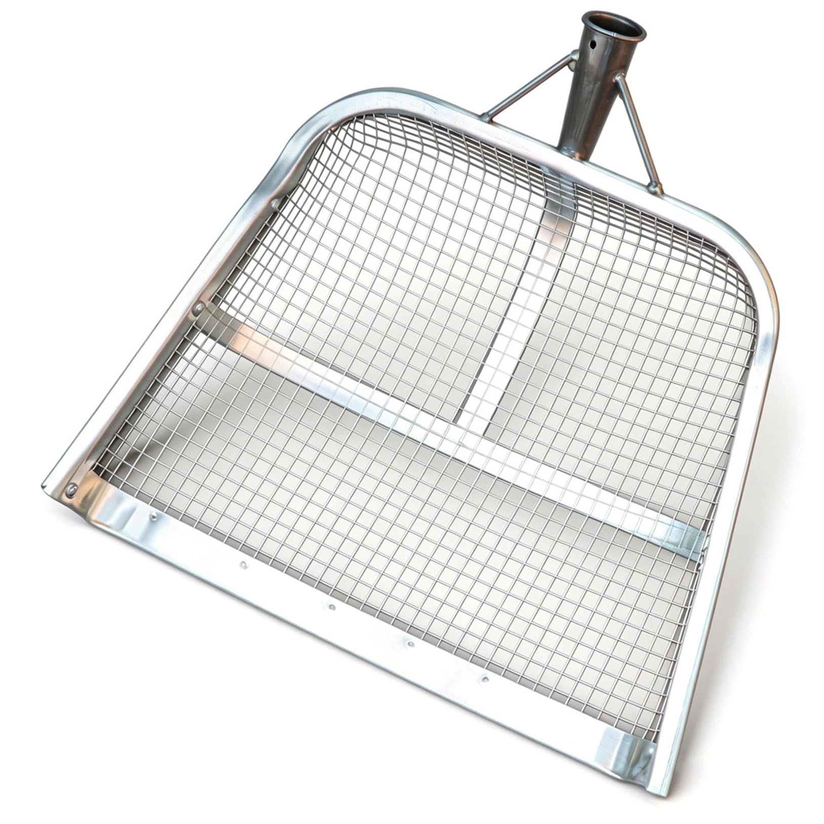 Ameble 18.5x14.2 Inch Heavy Duty Sifting Shovel with 12mm Mesh, Reinforced Sand Sifter Shovel with Welded Frame for Gardening, Soil Sifting, Grain Filtering, Compost
