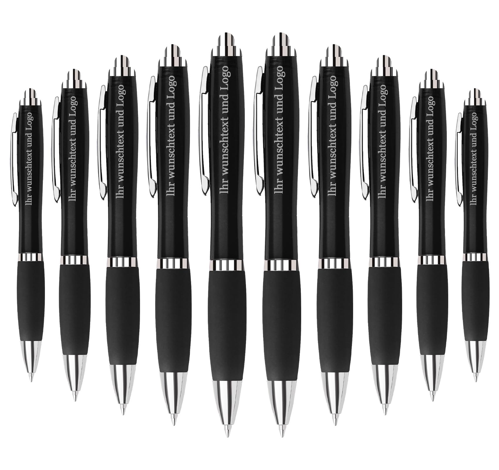 200 STK. Personalisierter Kugelschreiber mit Gravur Text Logo,Ergonomisch Druckkugelschreiber,Hochwertig Kuli für Unternehmenswerbung Messen Kongresse,Schwarzer Stift,Stil H