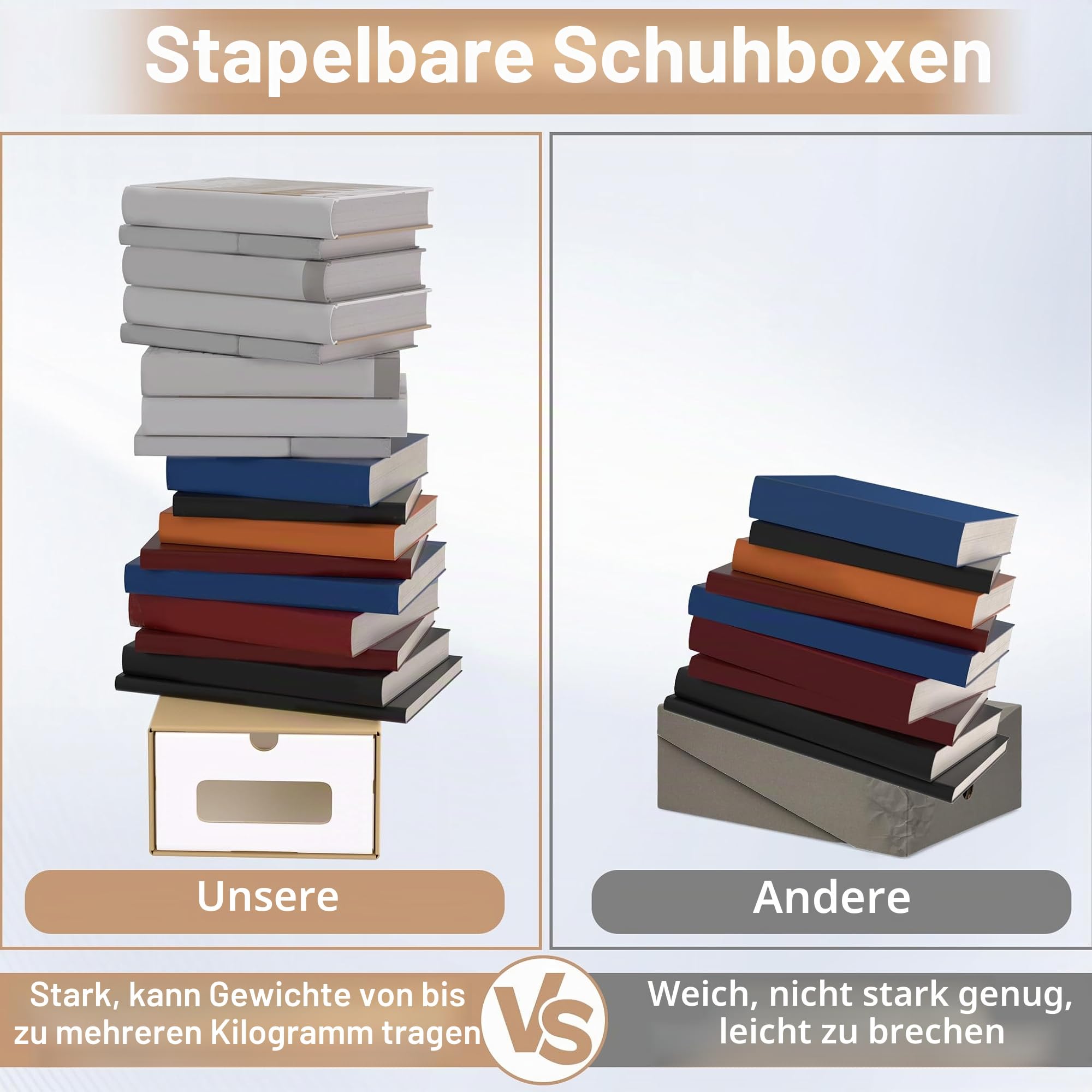 NAIZY Schubladenbox 20 Stück Schuhorganizer 34.5x23.5x13.5 cm Schuhboxen Stapelbar Kraftpapier Schubladenbox mit Deckel & Fenster für Schuh & Zubehör