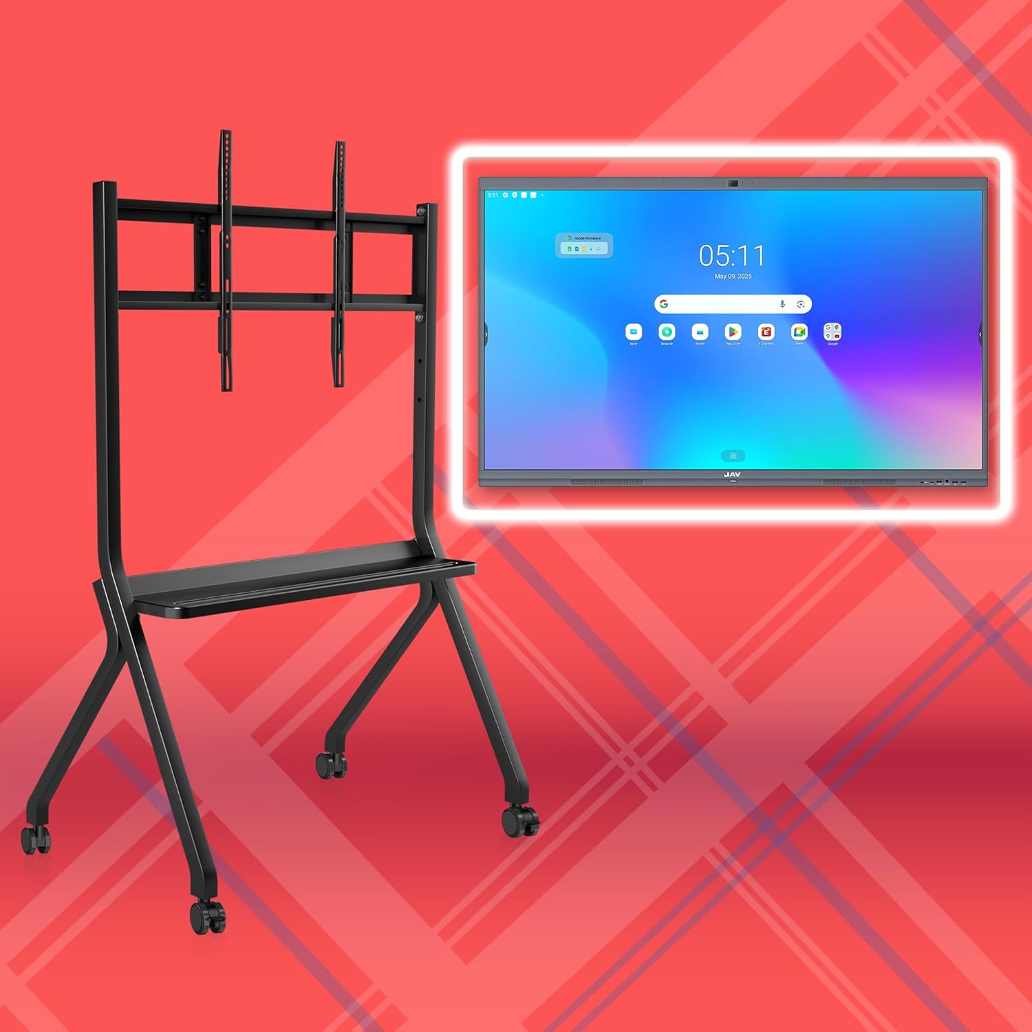 JAV 86" Smart Board Google EDLA-Certified 4K UHD Touchscreen Interactive Whiteboard for Office & Classroom,40-Point Touch Smartboard, Built-in Cameras, Android 14 OS 8GB+128GB （Wall Mount Included）