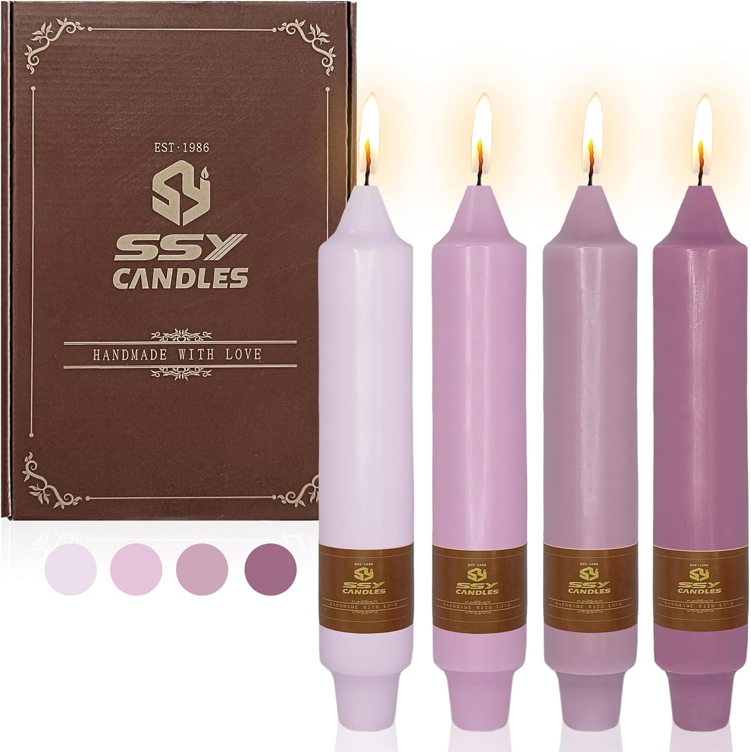 Gradient Taper Candles Purple Candlesticks,Gedengni 7Inches Dripless Tapered Candle Tall Candle Sticks Colorful Dinner Candles for Holiday Wedding Party Table Decoration,4pcs-18PURMIX