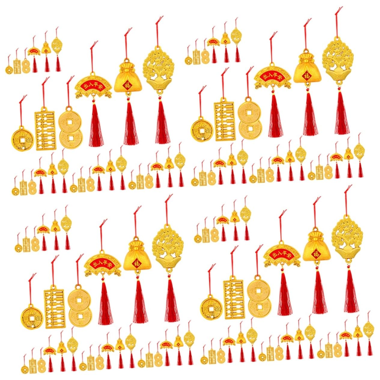 TOPBATHY Lot De 4 Décorations De Nouvel an Chinois Ornements Festifs De Printemps Petits Pendentifs Décorations Traditionnelles pour La Maison 48 Pièces X 4