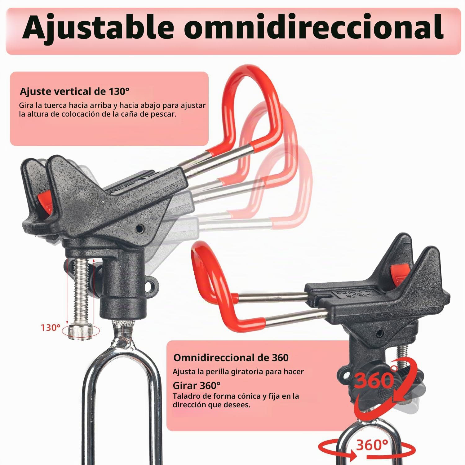 2 soportes para caña de pescar, de acero inoxidable ajustable en 360°, para pesca en ribera, pesca en mar, pesca en reservorio