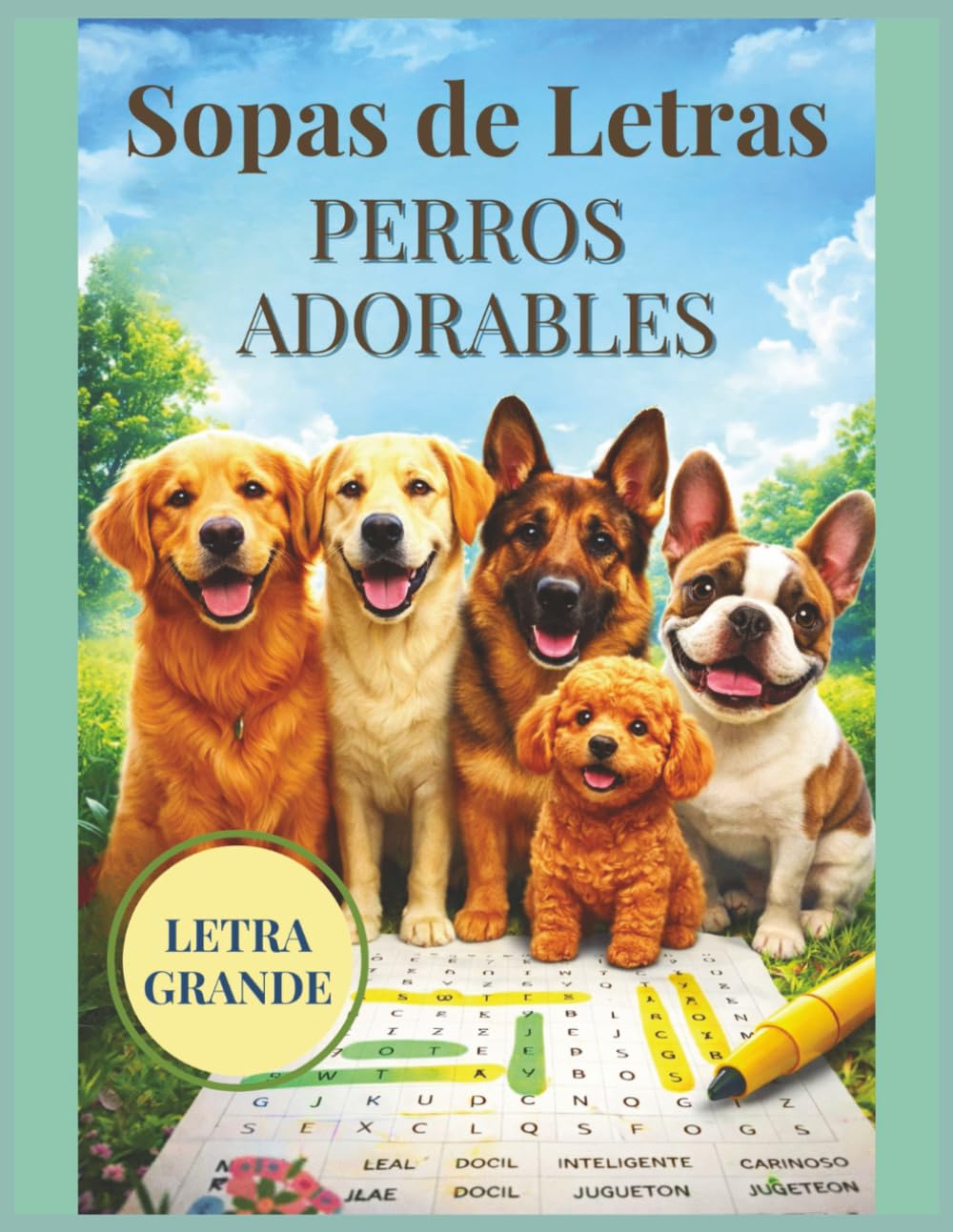 Sopas de Letras: Perros Adorables: 60 sopas de letras en letra grande para relajarse y divertirse (Vita Bloom Puzzle Collection)