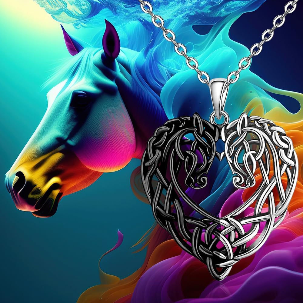 Celtic Knot Horse Necklace Sterling Silver Heart Love Irish Animal Couple Pendant Good Luck Irish Jewelry Horses Gift for Women - Image 6