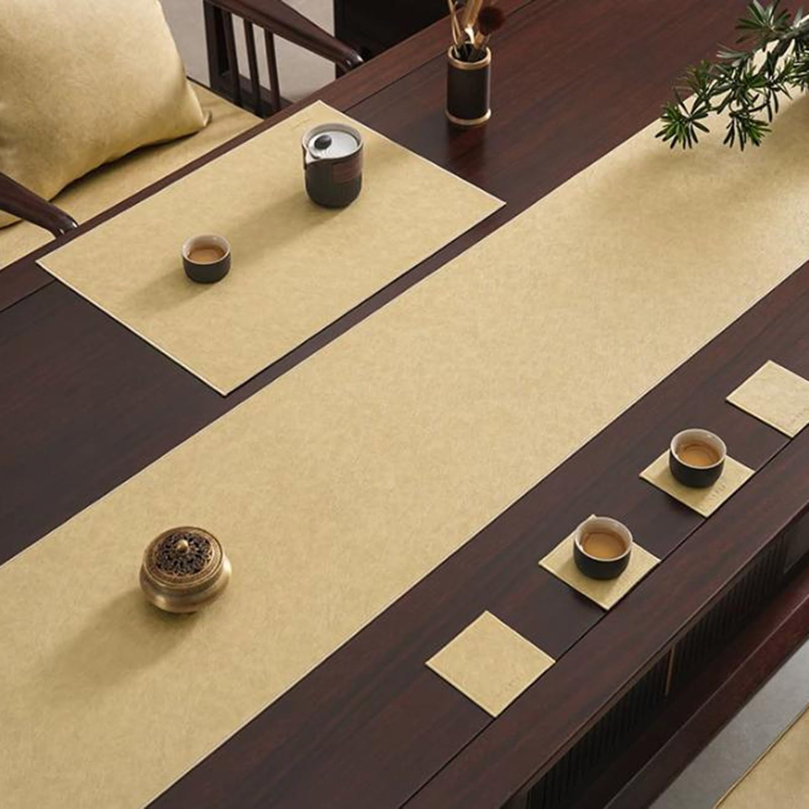 Camino de mesa, manteles individuales de piel sintética, impermeable, antideslizante, resistente al calor, para decoración de mesa de cocina, comedor, perfecto para estilo de granja