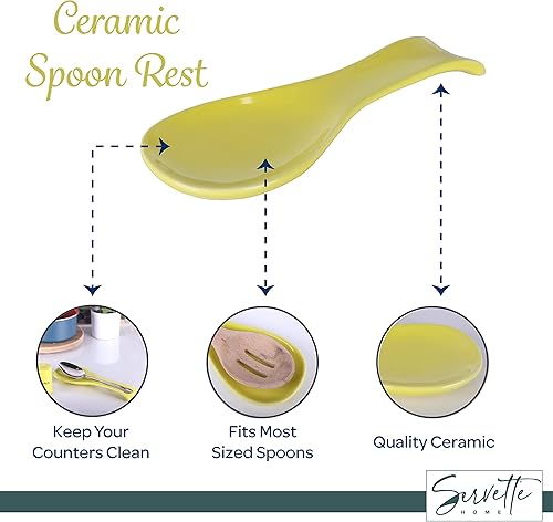 Miniatura 9 de Soporte de cuchara de cerámica azul para cocina