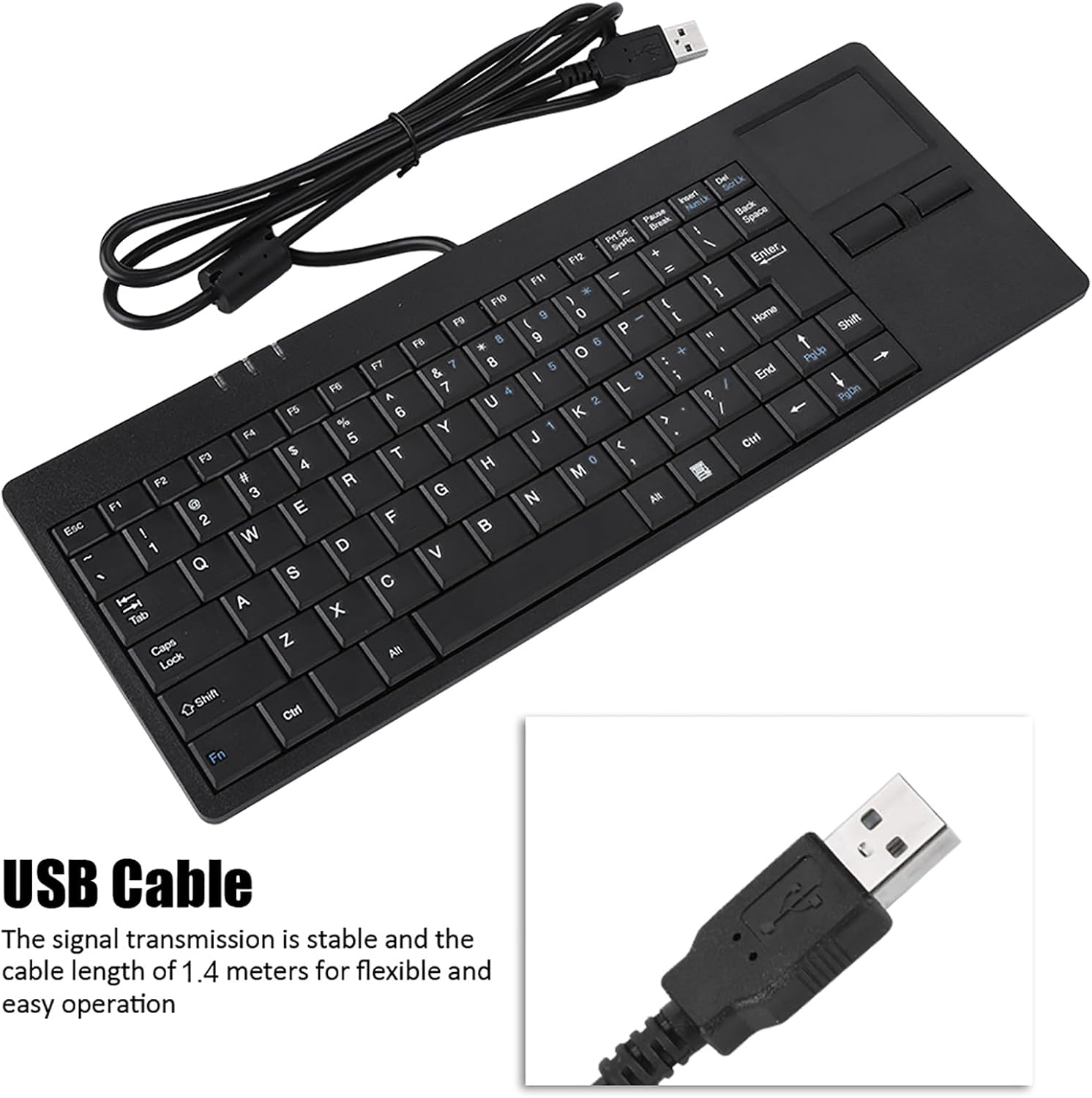 USB touchpad Keyboard Mini Design for Stable and USB HUB Port wired keyboard with trackpad wired trackpad keyboard for Stable and USB HUB Port, 86 Key with Built in touchpad Elettronica