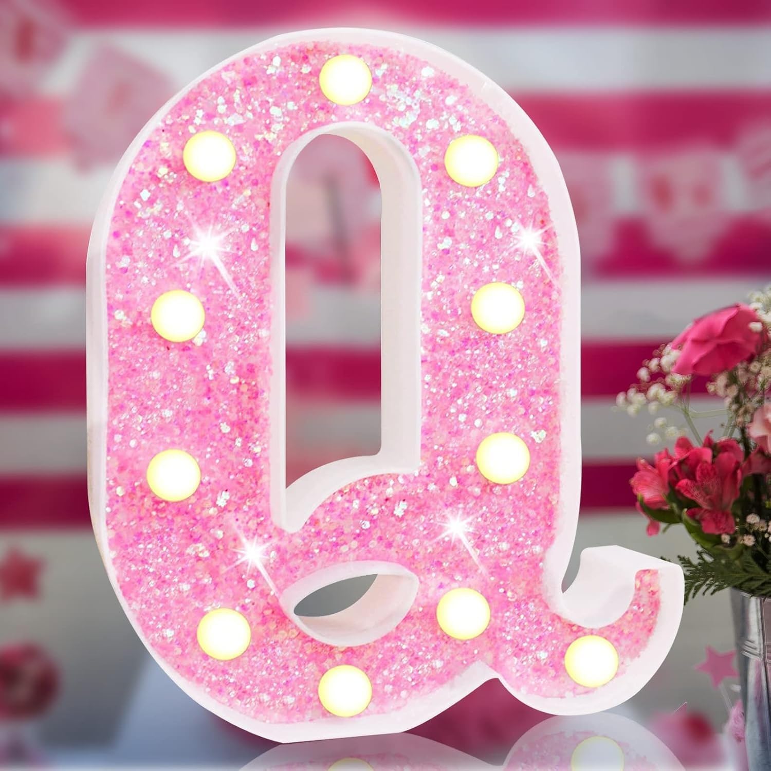 LED Marquee Letter Lights, Light Up Letters Glitter Alphabet Letter Sign Battery Powered for Night Light Birthday Party Wedding Girls Gifts Home Bar Christmas Decoration