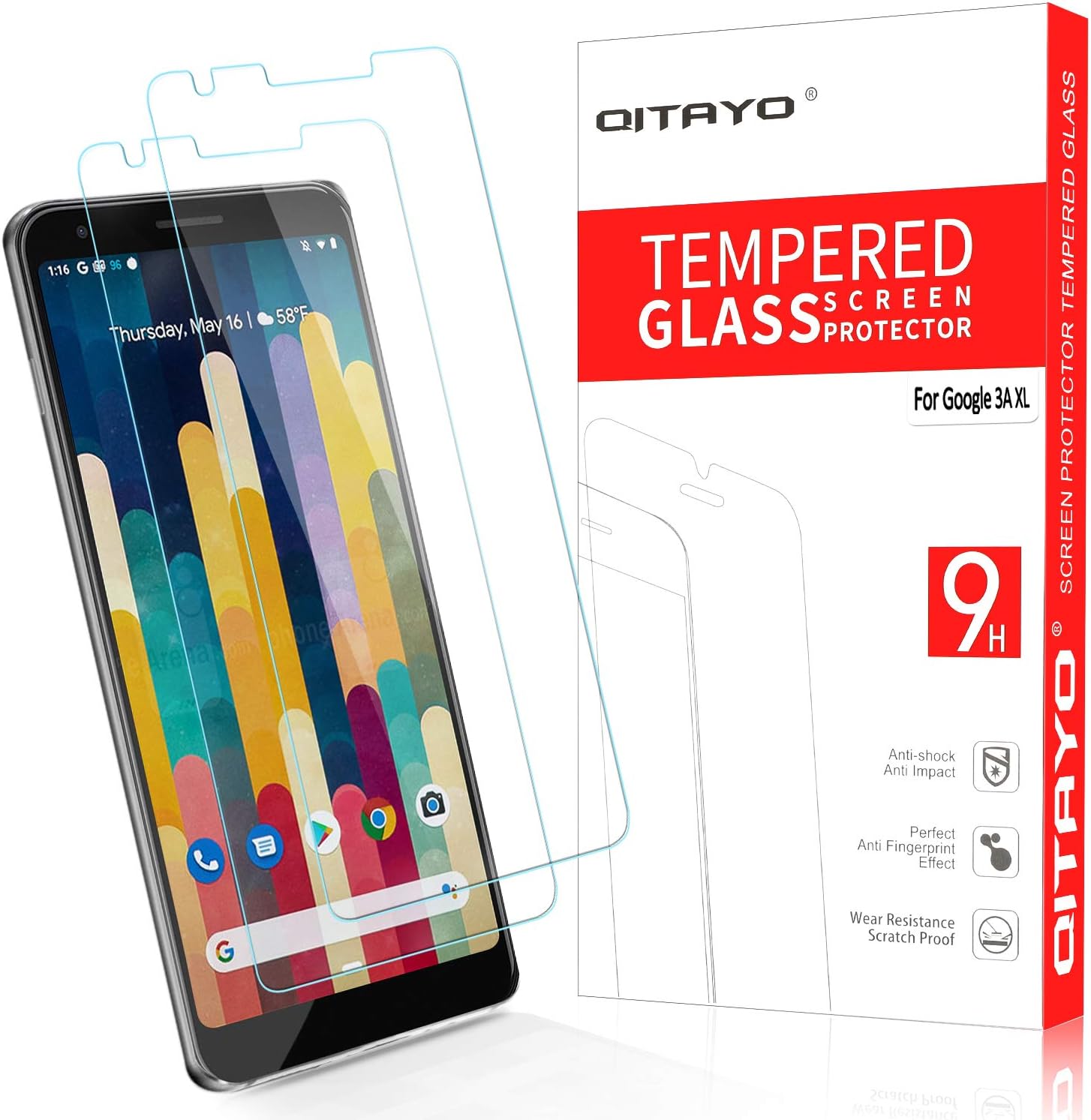 QITAYO [2 pack] Google Pixel 3A XL Screen Protector, Tempered Glass Screen Protector [0.3mm, 2.5D] [9H Hardness] [Crystal Clear] [Bubble Free] for Google Pixel 3A XL