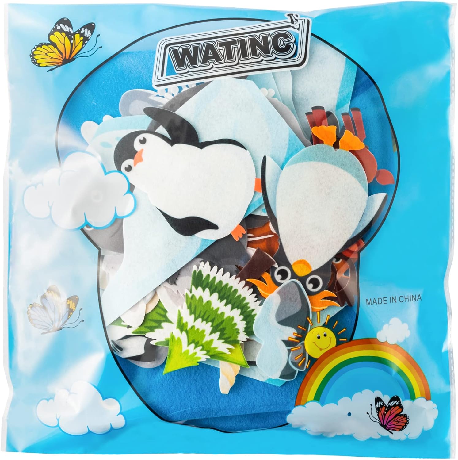 WATINC 46Pcs Polar Animals Felt Board Story Set Arctic Antarctica Ocean Animal Bear Penguin Whale Preschool Large Wall Storyboard Early Learning Play Kit Hanging Gift for Toddlers Kids 41 x 30 Inch