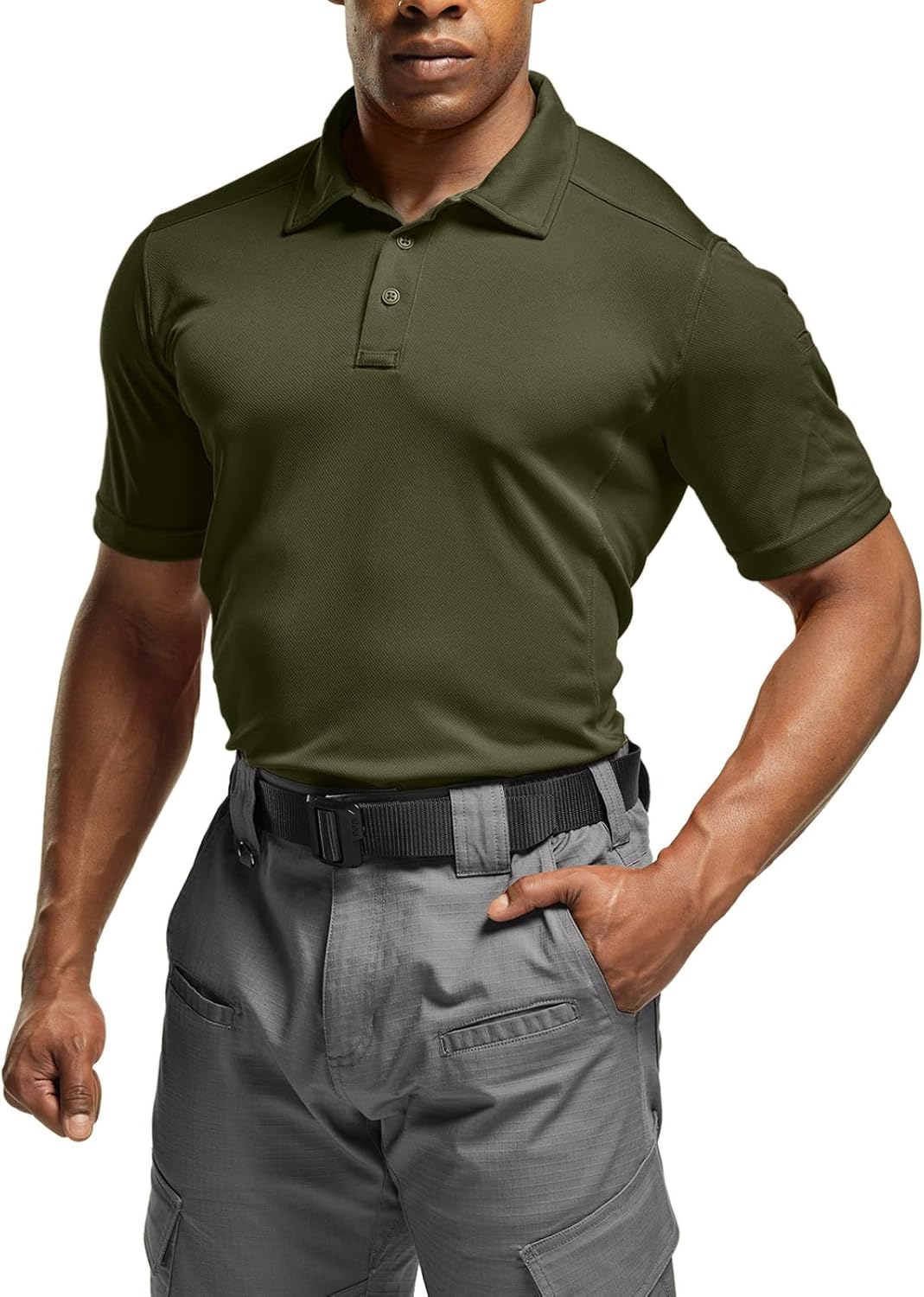 CQR Men's Polo Shirts, Tactical Short Sleeve Golf Performance Shirts, Lightweight Dry Fit UPF 50+ Pique - Image 2