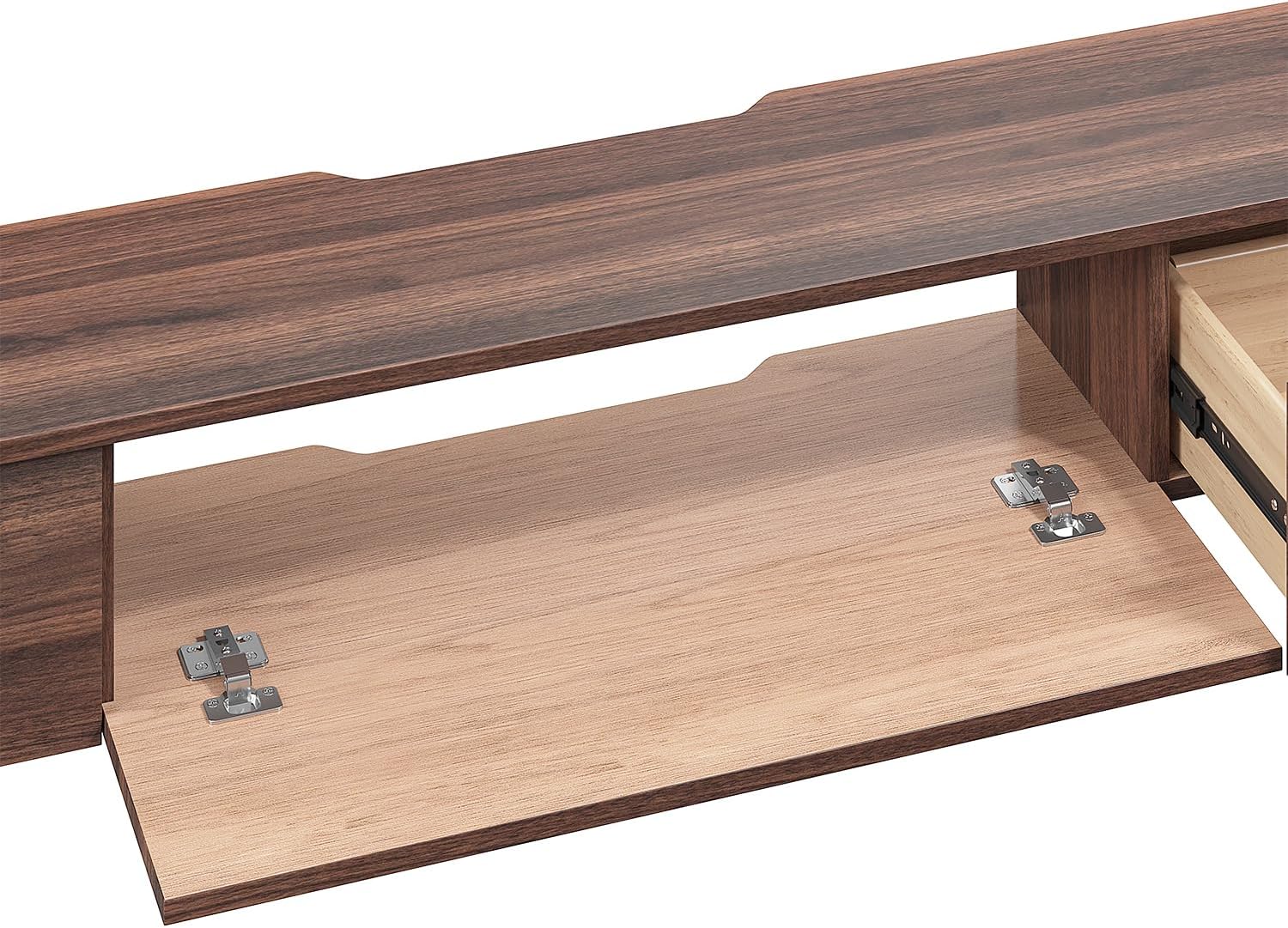 FurniNova High Gloss Floating TV Stand with Drawers,55 inch Wall Mounted TV Cabinet,Floating TV Console,Floating Entertainment Center Media Console with Storage for Bedroom Living Room(Walnut) - Image 6