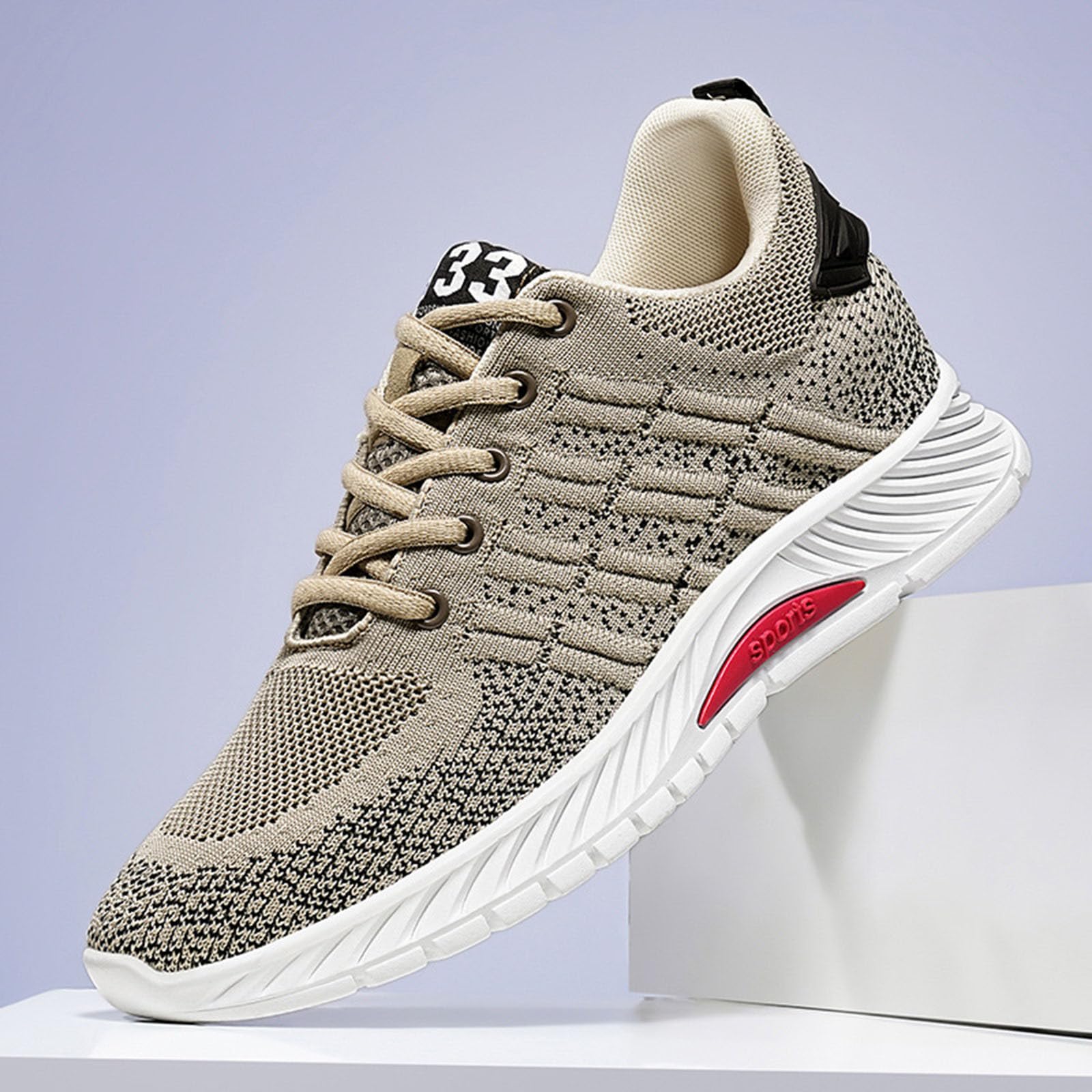 Couple Men's Elevator Shoes Men's Casual Mesh Trainers Lightweight Breathable Lace Up Sports Shoes with Hidden Lift Heel for Men Cm Mens Sneaker Socks Low Cut (Brown, 6.5)