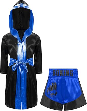 Amazon.com: Aiihoo Boys Girls Boxing Outfit Long Sleeve Metallic Satin ...