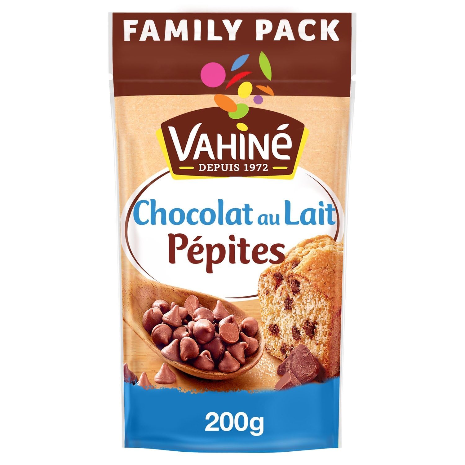 VAHINE Pépites de Chocolat au Lait 200 g – Fondant et Savoureux pour Pâtisseries Maison - Lot de 3