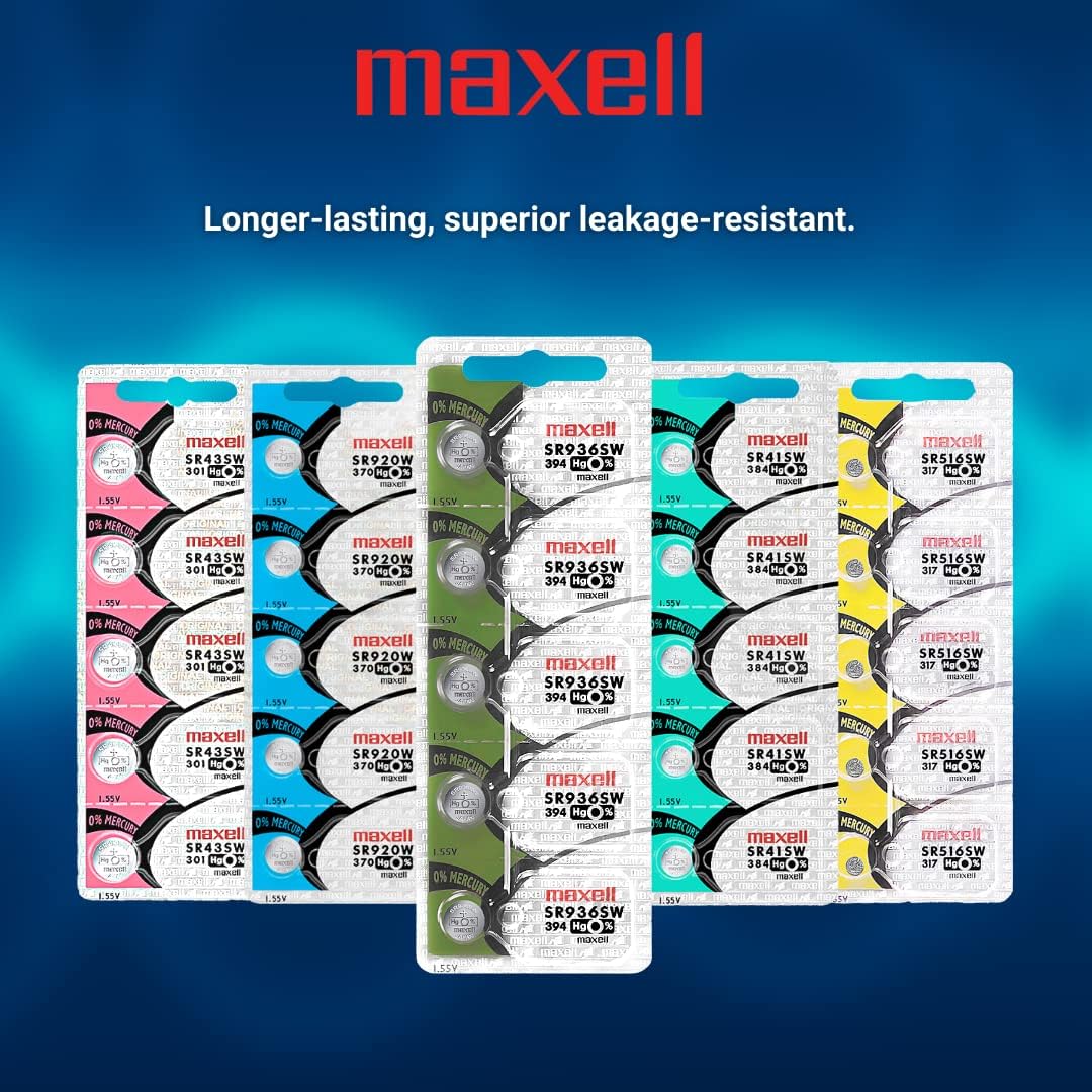 Maxell Watch Battery Button Cell SR936SW 394 Pack of 5 Batteries