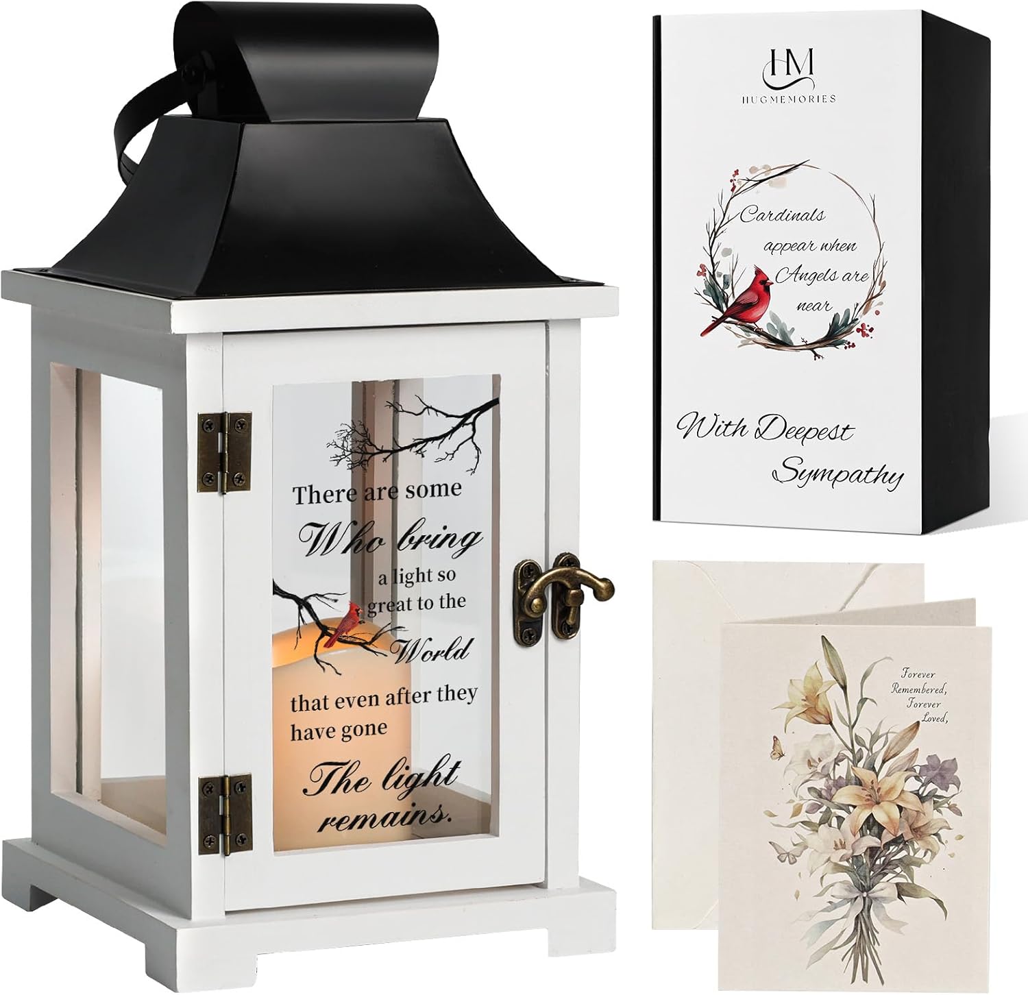 Memorial Lantern - Bereavement Sympathy Gift (Wood & Glass)