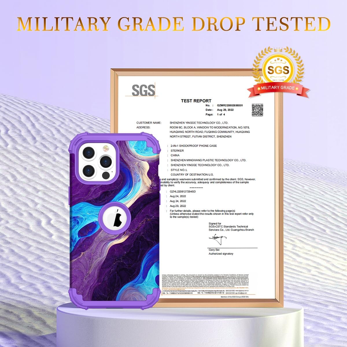 Hocase for iPhone 14 Pro Max Case, Heavy Duty Shockproof Protection Soft Silicone Rubber+Hard Plastic Bumpers Hybrid Protective Case for iPhone 14 Pro Max 2022 - Blue Purple Marble - Image 2