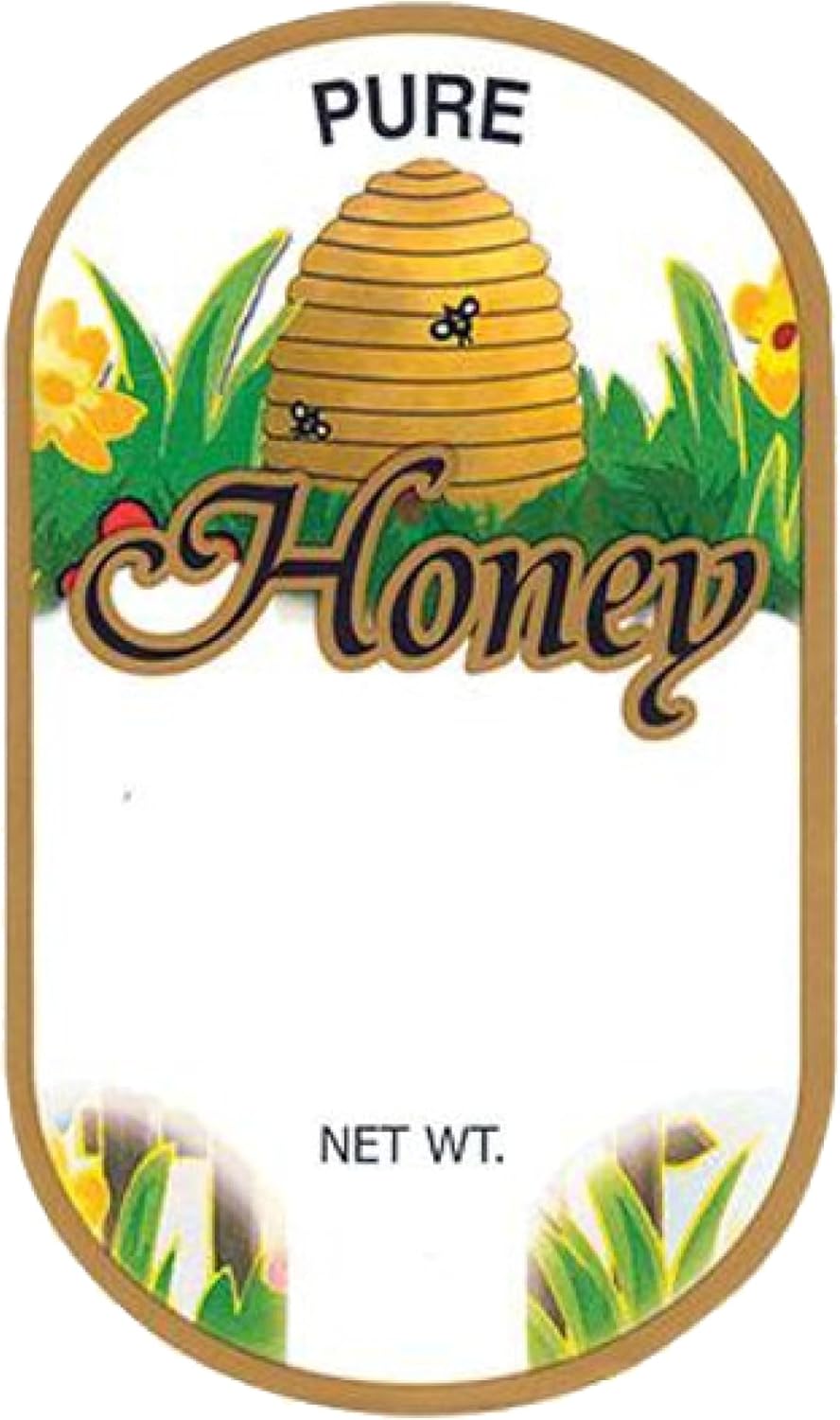 Mann Lake Customizable Golden Skep Honey Labels, Self-Adhesive, Easy-to-Apply, Boost Honey Sales, Multi-Surface Applicable, Roll of 250 (1 3/4" x 3")