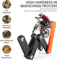 Vista 3 de Cerradura de bicicleta plegable compacta con 3 llaves, cerraduras de seguridad antirrobo de 2.06 pies, cerradura de cadena de seguridad de bicicleta