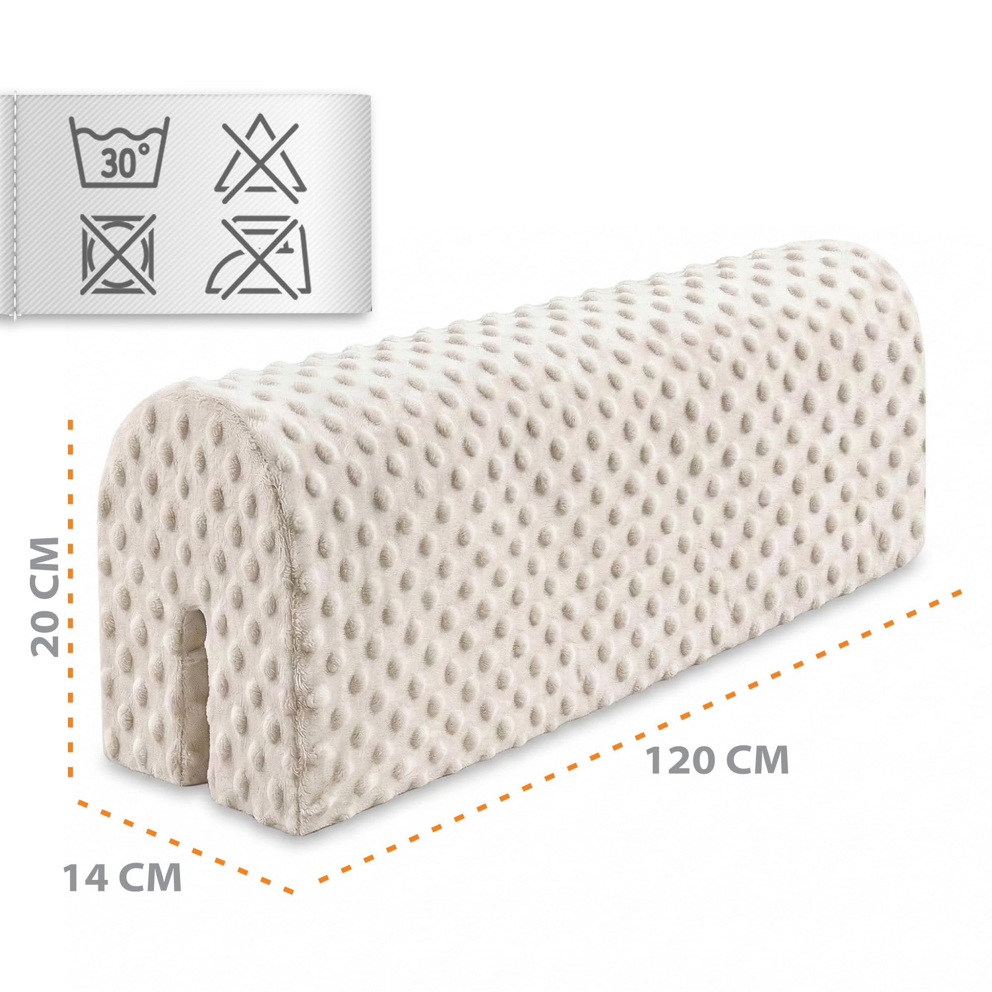 Totsy Baby Paracolpi lettino neonato antisoffoco 120 cm - Protezione schiuma per lettino fasciatoio e culla per i bordi del letto o della culla per bambini da 1 a 3 anni Beige chiaro