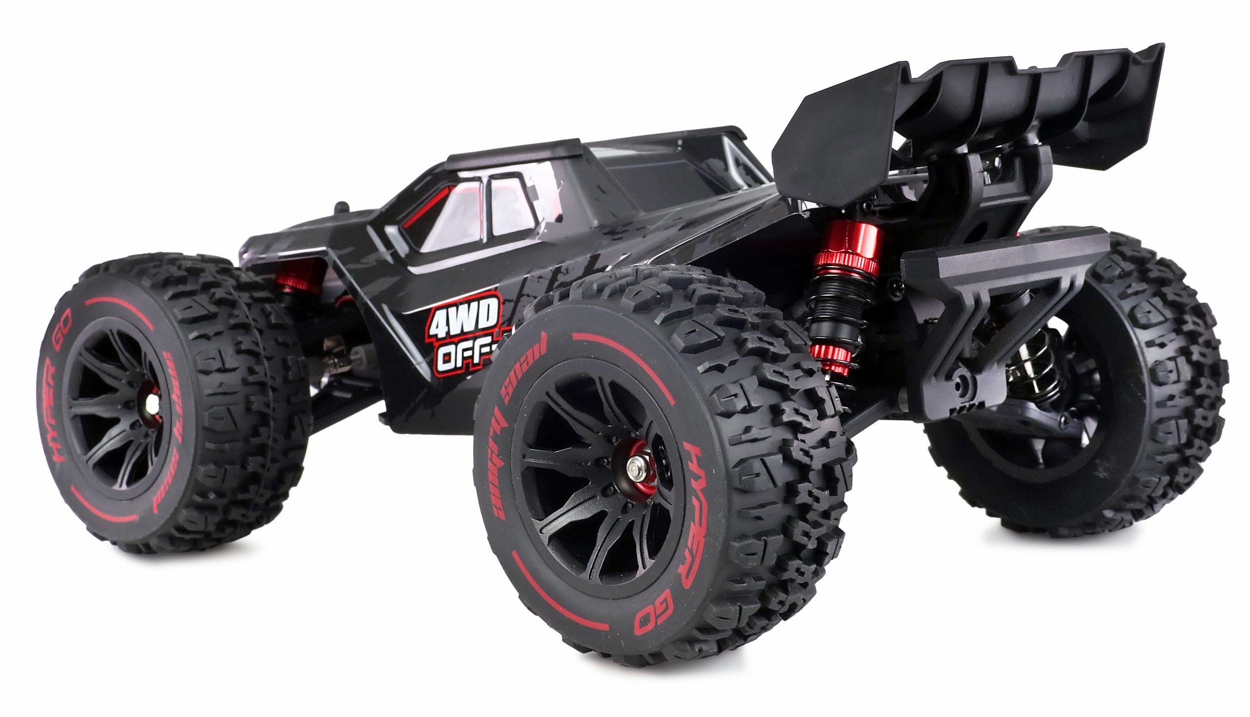 Amewi Hyper GO Truggy brushless 4WD 1:14 RTR nero incl. Wheelie-Bar, pezzi di ricambio, corpo dorato RC telecomandato