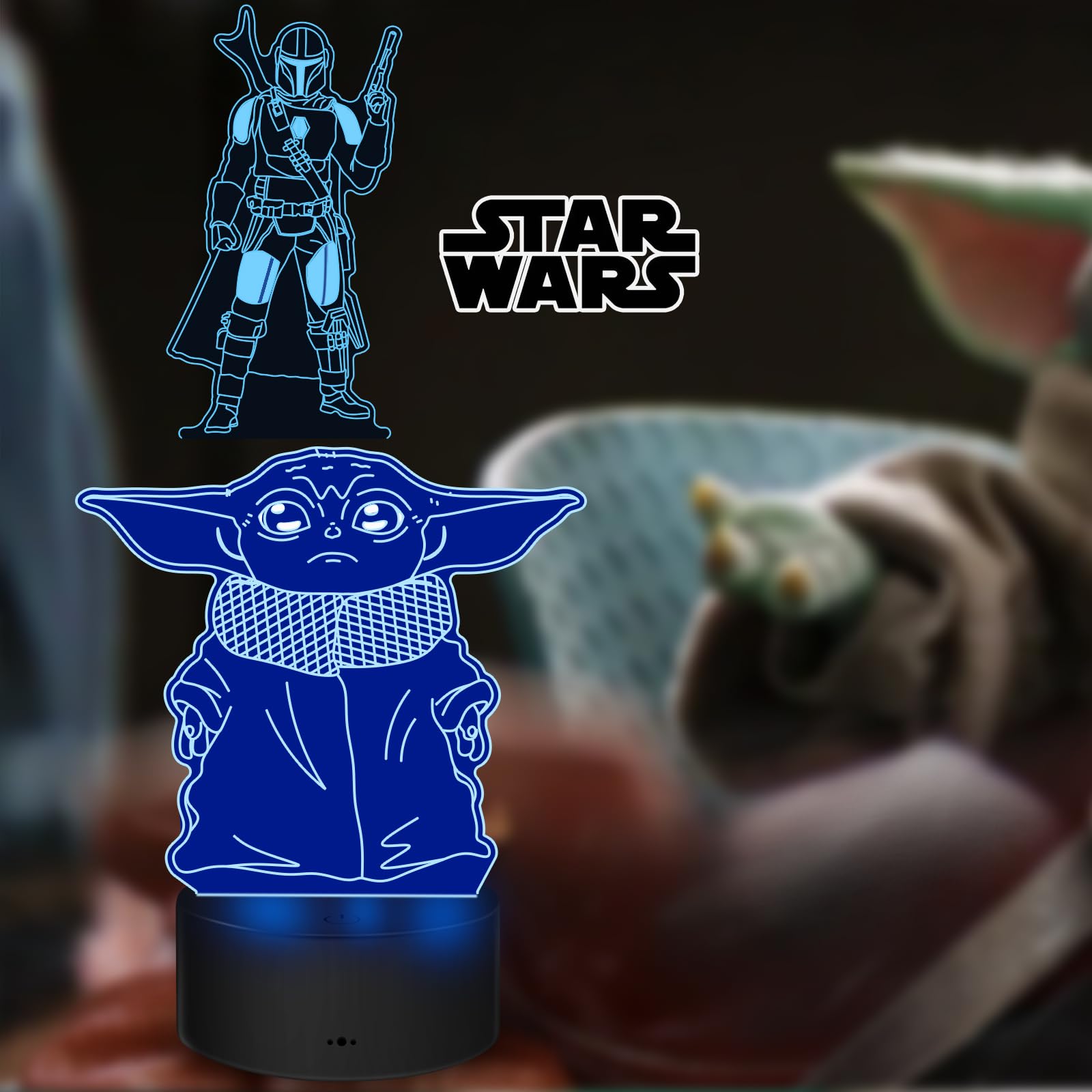 Star Wars 3D lampada,Luce Notturna Giocattolo With Four Pattern and 7 Color Change Decor Lamp - Regali perfetti per i Fan di Star Wars Mens Ragazzi e Ragazze Pasqua Decorazioni Pasquali