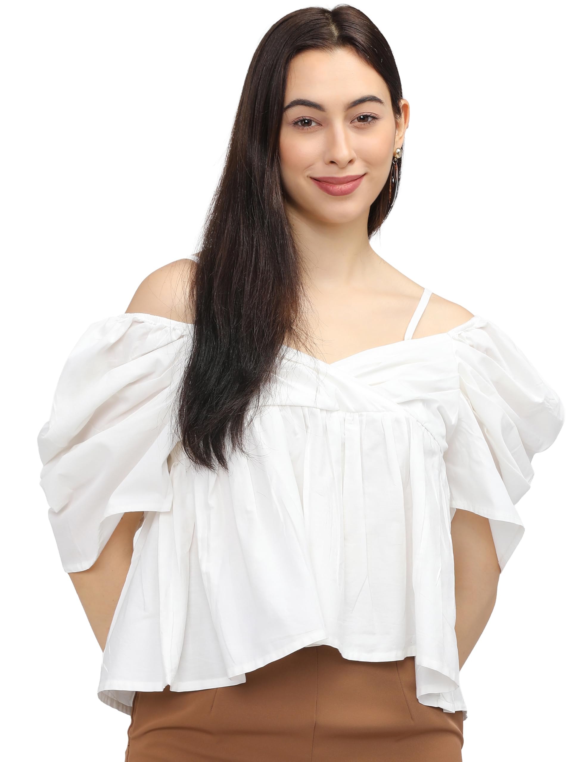 tokyo talkies Women's Short Sleeves Off-Shoulder Solid Tops| Stylish Casual wear-picture-48