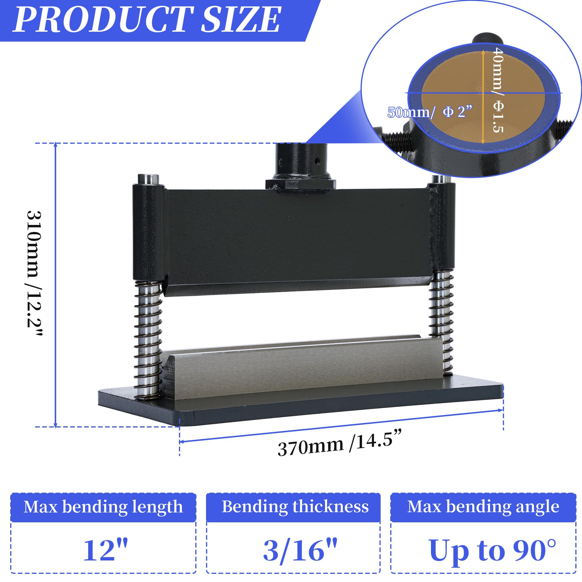lesolar 30,5 cm Abkantpressenaufsatz, robustes Metallbiegewerkzeug, hydraulischer Pressaufsatz, hydraulische Boden-Werkstattpresse, Doppelfeder-Design, funktioniert mit Standard-Hydraulikpresse mit 12