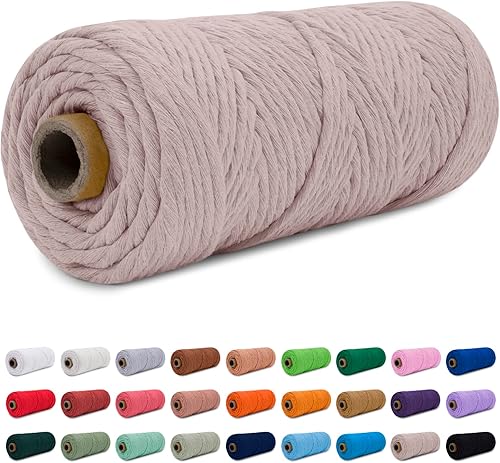 CAMAL Cordón de macramé de 0.157 in x 109 yardas (328.1 ft), cuerda de algodón de color para tejer, manualidades, colgar en la pared, proyectos