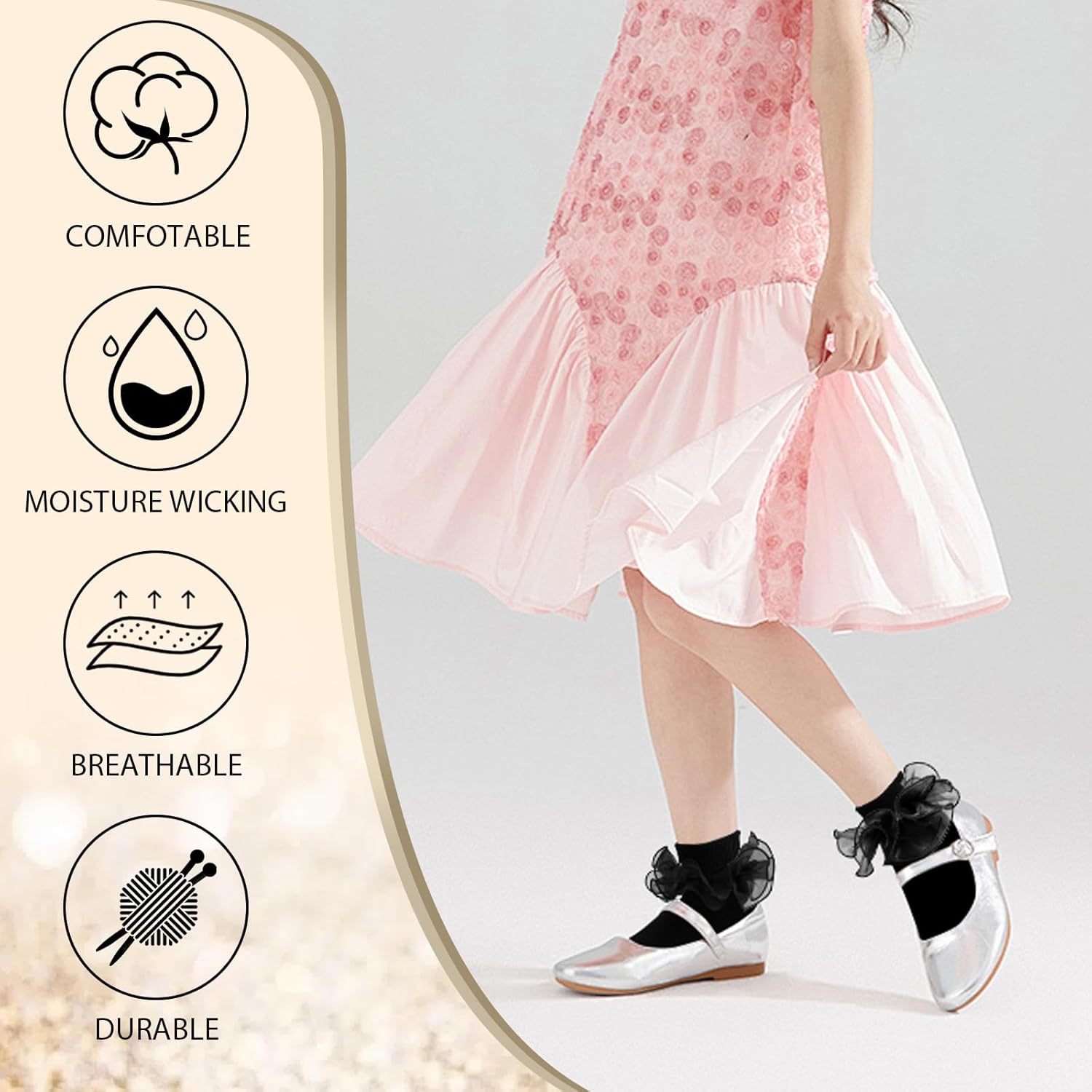 Girls Ruffle Socks Toddler Girl Frilly Dress Socks Double Lace Big Ruffles Fold Over Church Fancy Sock for Baby Kids - Image 4