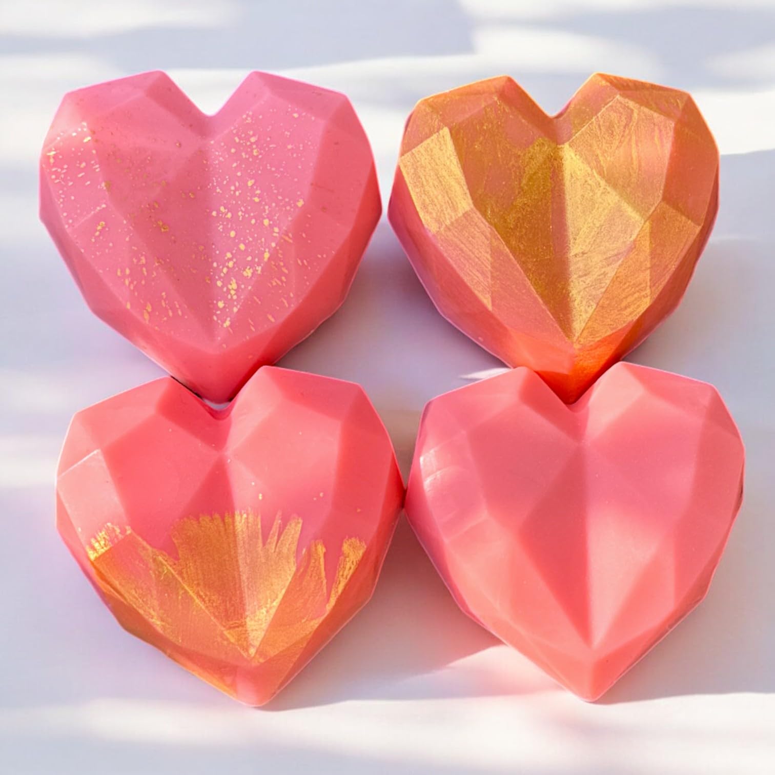 3D Heart Bathing Soaps Set of 4 | Glycerin Soap with Organic Ingredients | Rose & Red Wine Fragrance | Perfect Bridesmaid Gifts Set-image-49