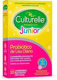 Culturelle Junior, Probiotico, Infantil, Sabor Frutas Vermelhas, 10 Comprimidos Mastigáveis