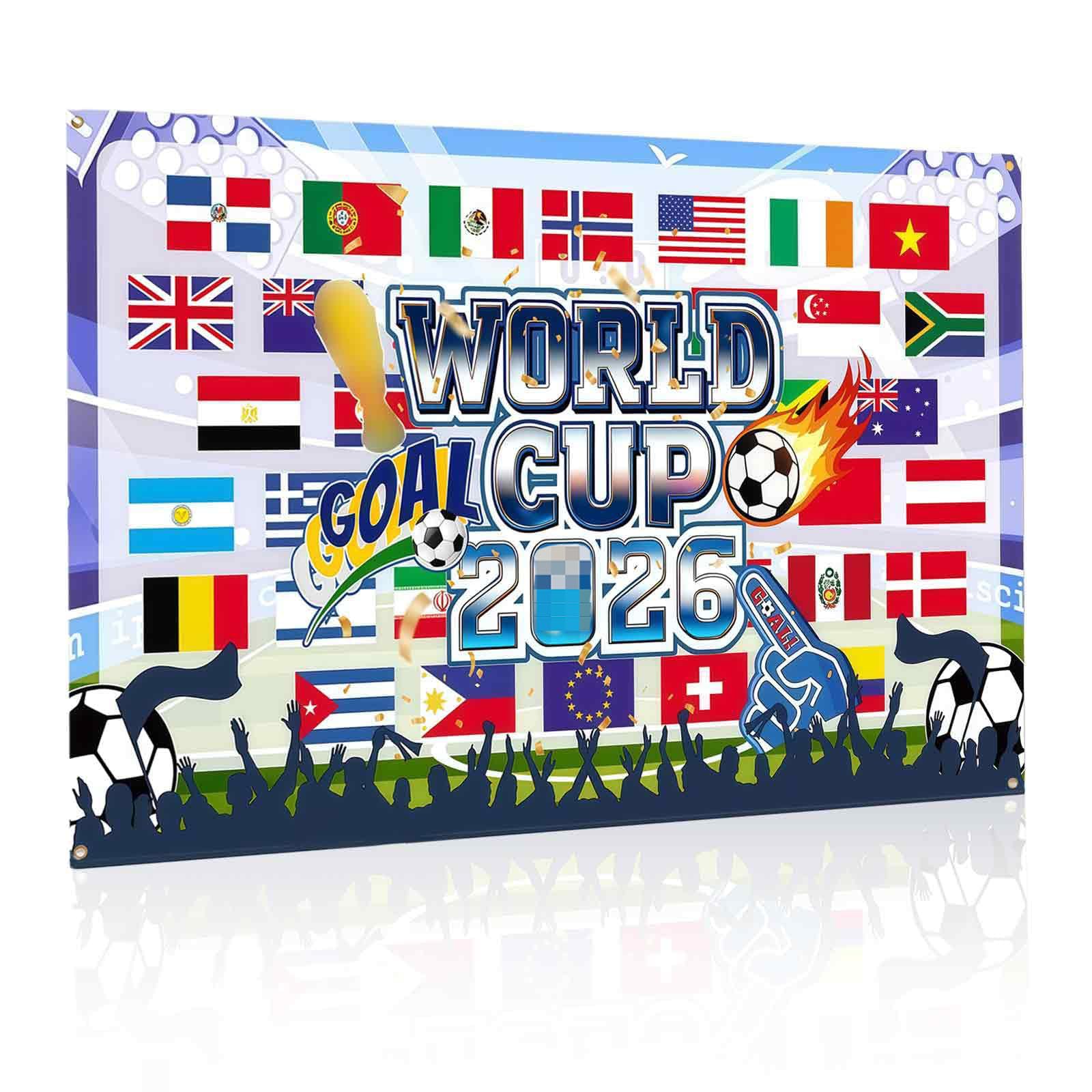 Flags of The World Cup Football 2026, Large Football Party Decorations, 150x100cm Worlds Flags Large Backdrop Banner for Supporters Fans Family and Friends Watching The Game