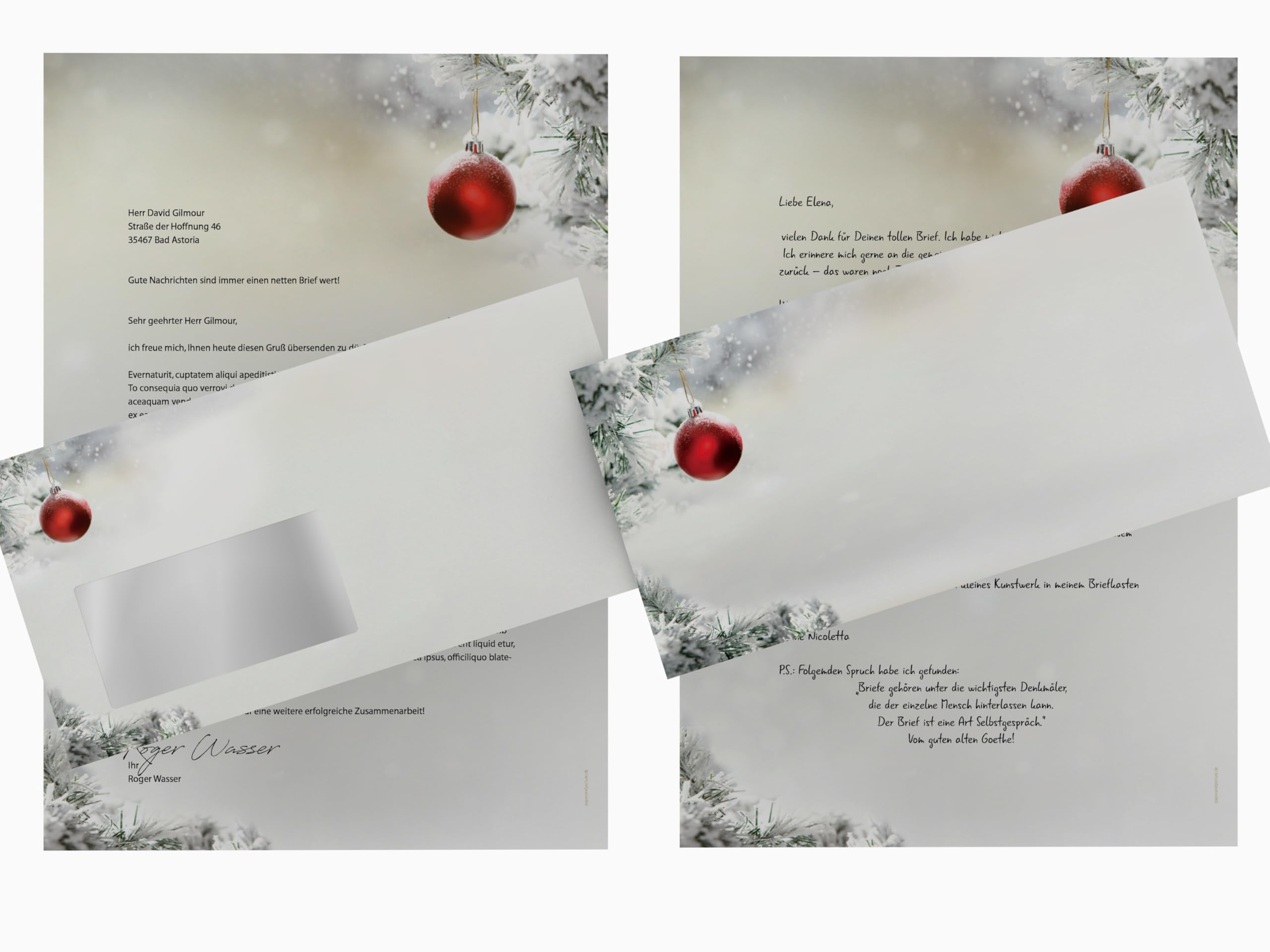 Weihnachtsbriefpapier mit Umschlag 1000-tlg. | Stille Nacht | 500 Blatt Briefpapier A4 + 500 Kuverts MIT FENSTER DIN LANG | Briefpapier Set