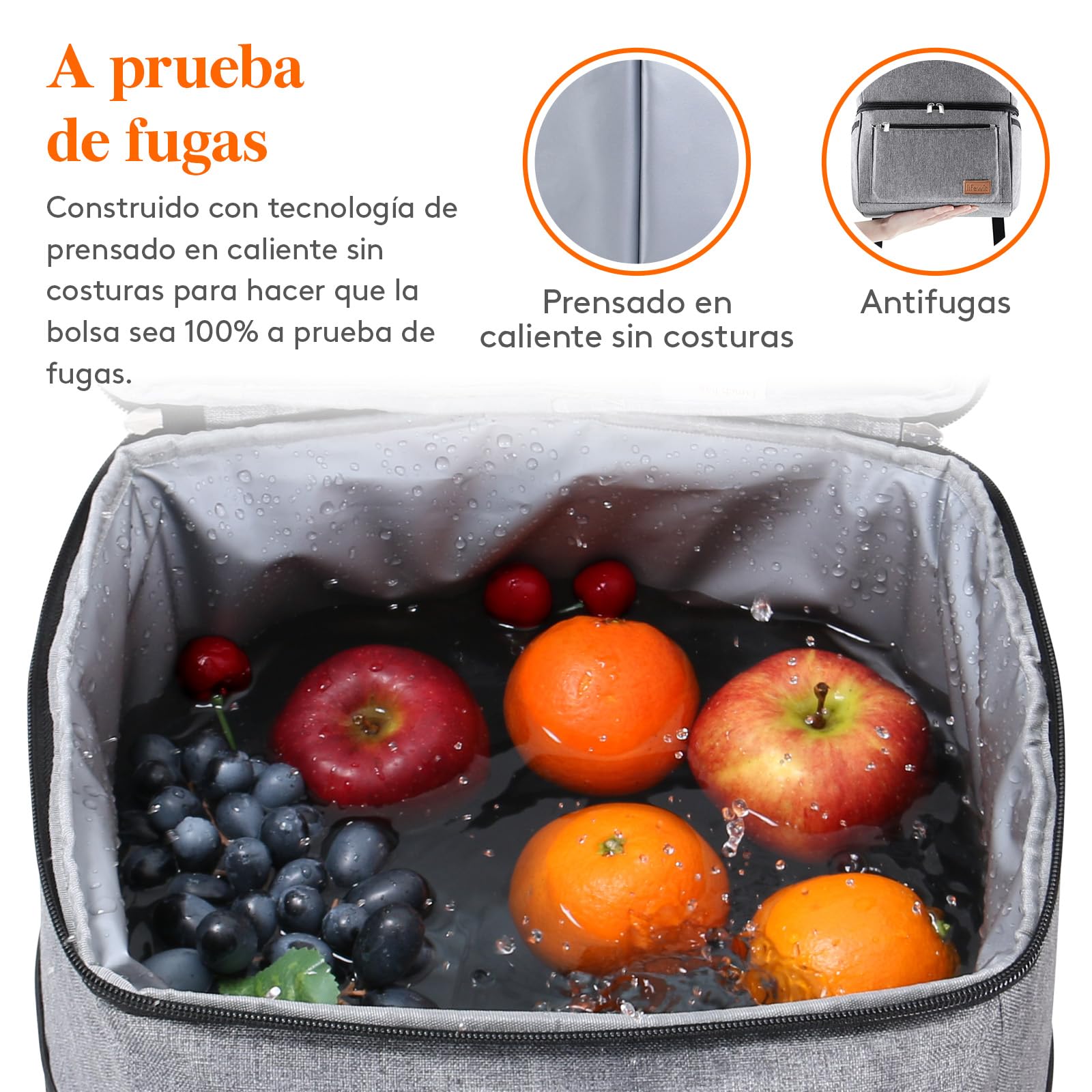 Lifewit Mochila Nevera, Mochila Termica Isotermica Grande, Nevera Portatil Porta Alimentos Doble impermeabilidad, Cooler Bag para Picnic, Playa, Camping, Trabajo, Viajes, Gris, 21L