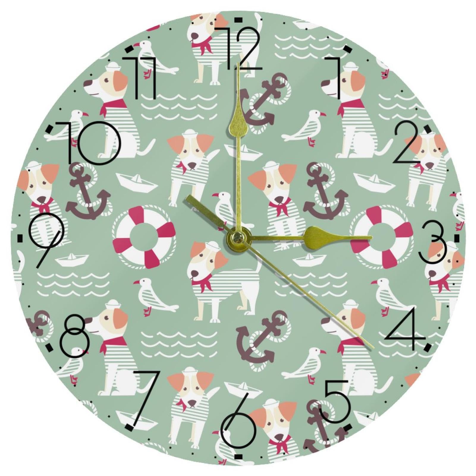 Horloge murale acrylique 25cm silencieuse pour chambre et salon style chien