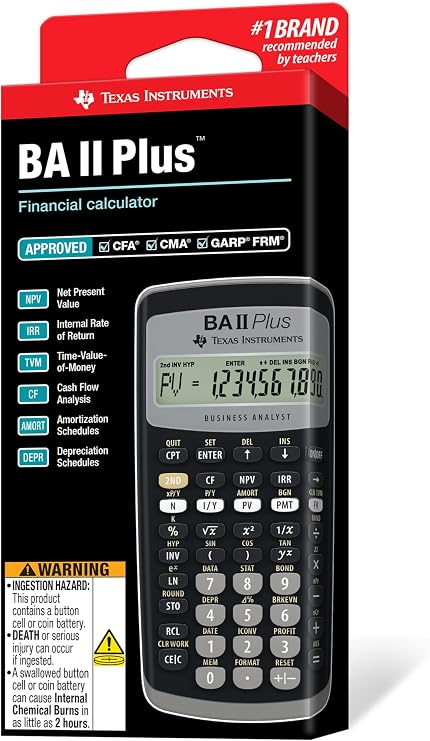 Texas Instruments IIBAPL/TBL/1L1 BA II Plus Financial Calculator, Black, small