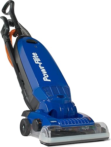 Powr-Flite Solar Reach - Aspiradora comercial empaquetada, modelo PV090-W12-U, aspiradora vertical con filtro HEPA, ajuste de altura manual ligero