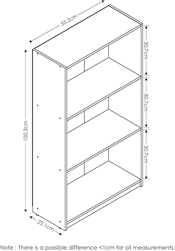 Miniatura 3 de Furinno Estantería básica de almacenamiento de 3 niveles, color cereza claro y mesa auxiliar Turn-N-Tubo, 1 paquete, cereza claro/negro